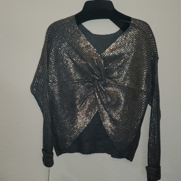 GBGirls gold and gray sweater w/styled back - Picture 2 of 5
